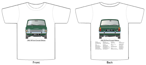 Ford Corsair Deluxe 1963-70 T-shirt Front & Back